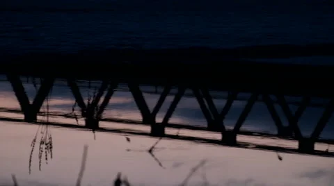 Silhouette bridge in Siberia Stock Footage 61872164