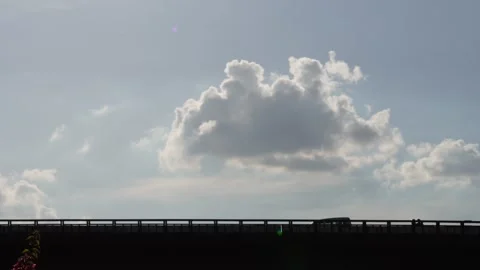 Silhouette of a bridge with vehicles Stock Footage 320000025