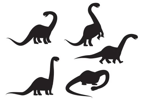 Silhouette of Brontosaurus dinosaur vector Stock Illustration