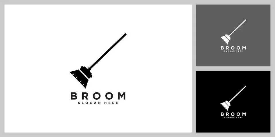 Silhouette broom vector design template Stock Illustration