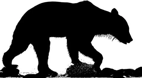 Silhouette of a brown bear on a white background Stock Illustration
