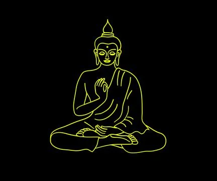 Silhouette of Buddha on a black background. Stock Illustration