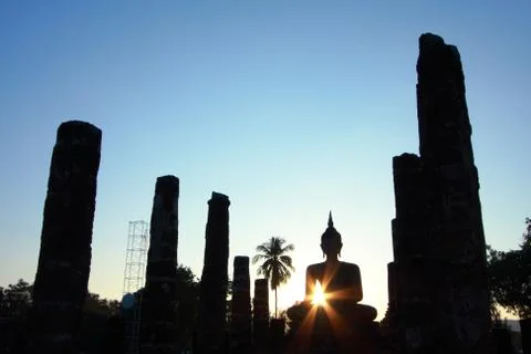 Silhouette buddha image Foto stock