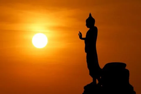 Silhouette of  buddha image Stock Photos