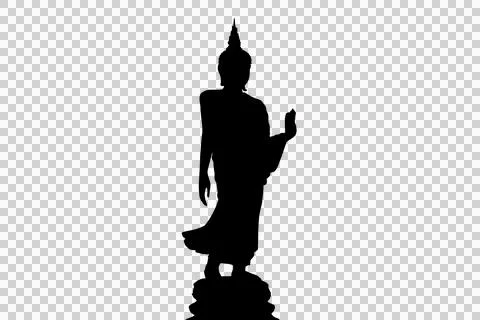 Silhouette of Buddha with sun shining Stock Illustration