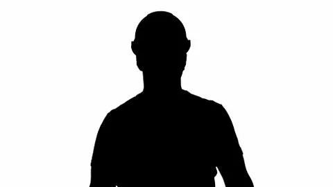 Silhouette Builder walking and looking to camera. Illustrazione stock