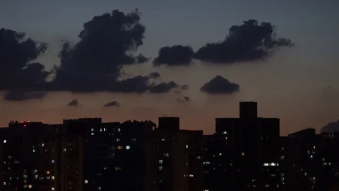 The silhouette of building block in nice cloud and blur sky of sunset Stock-Footage 95690900