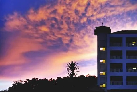 Silhouette of Building Stock Photos