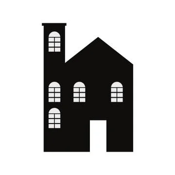 Silhouette building on white background Ilustración de archivo