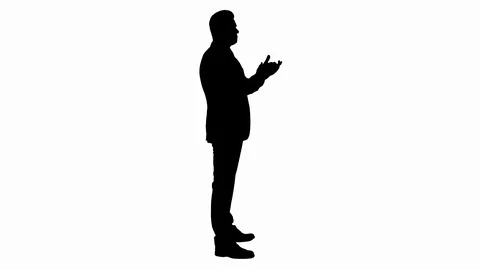 Silhouette Business Man Clapping Hands. 