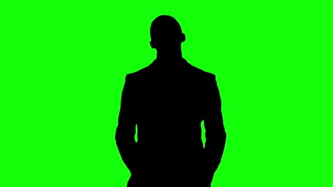 Silhouette of businessman explaining concept on green background. Stock Footage 340084330