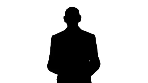 Silhouette of businessman explaining concept on white background. Stock Footage 337049493