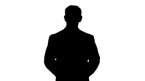 Silhouette of businessman explaining concept on white background. Stock Footage 337049511