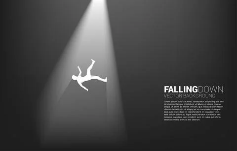 Silhouette of businessman falling down in the light. Concept for fail and acc Stock Illustration