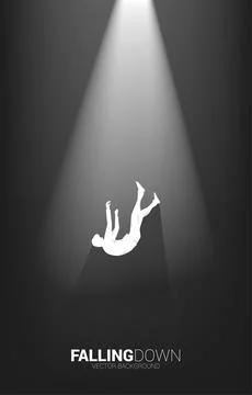 Silhouette of businessman falling down in the light. Concept for fail and acc Stock Illustration