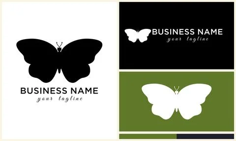Silhouette butterfly vector logo template Illustrazione stock