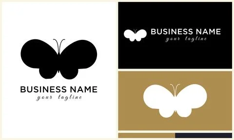 Silhouette butterfly vector logo template Illustrazione stock