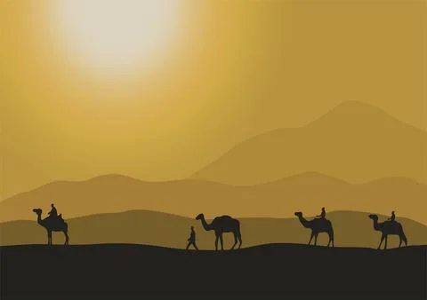 Silhouette of camels vector Illustrazione stock