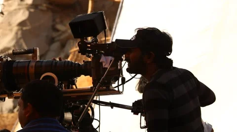 Silhouette of camera man Stock Footage 45364667