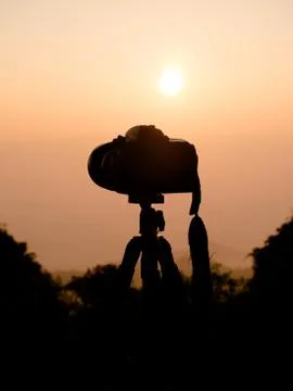 Silhouette of camera Stockfoto's