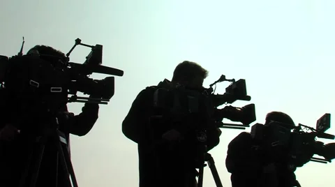 Silhouette cameramen at work Stock Footage 49647858
