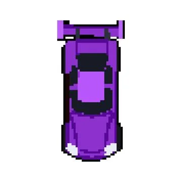 Silhouette car top view pixel art vector illustration Stock Illustration