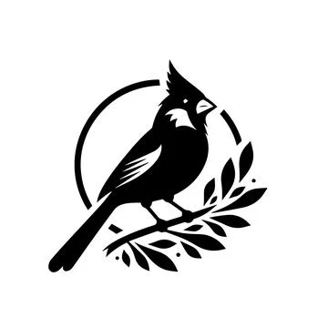 Silhouette of a cardinal bird on white Stock Illustration