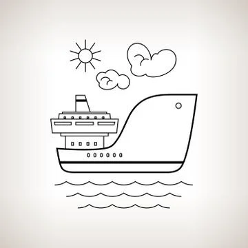 Silhouette  cargo ship on a light background Stock Illustration