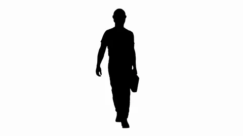 Silhouette Carpenter walking. Stock Footage 105850496
