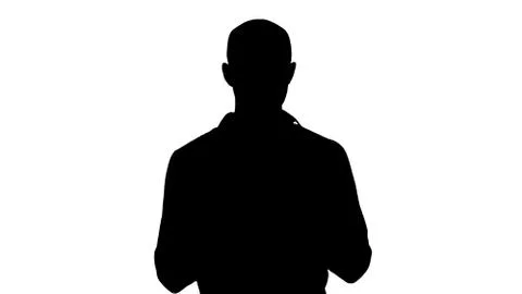 Silhouette Casual Man Using Cell Smart Phone Writing Message. Stock Illustration