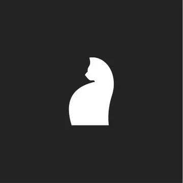 Silhouette Cat and turned the muzzle can be used as logo design Stock Illustration