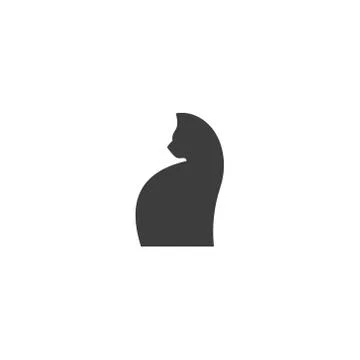 Silhouette Cat and turned the muzzle can be used as logo design Stock Illustration