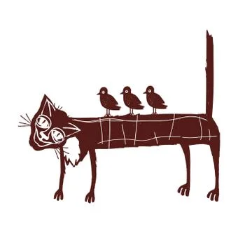 The silhouette of a cat. Stock Illustration