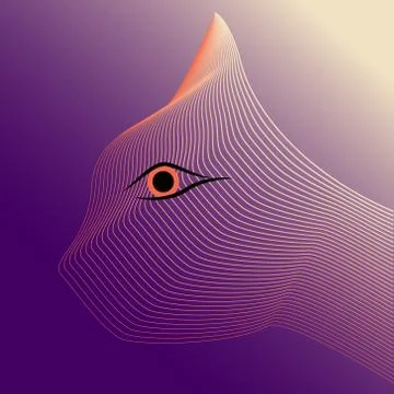 Silhouette of a cat from lines. Stock Illustration
