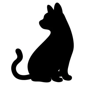Silhouette of cat sitting looking sideways Stock Illustration