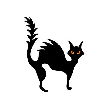 Silhouette of a cat, vector illustration on a white isolated background Stock Illustration