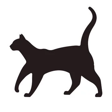 Silhouette cat in a walking position. Stock Illustration