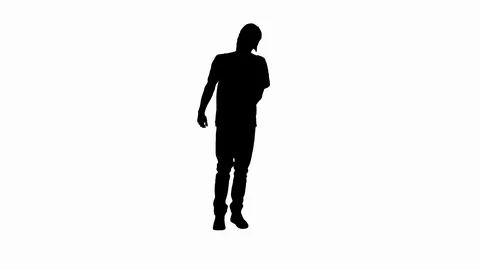 Silhouette Caucasian man rapper does some stylish light dancing. Video stock 115366242