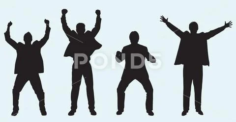 Silhouette Of Celebrating Businessmen Stock Illustration