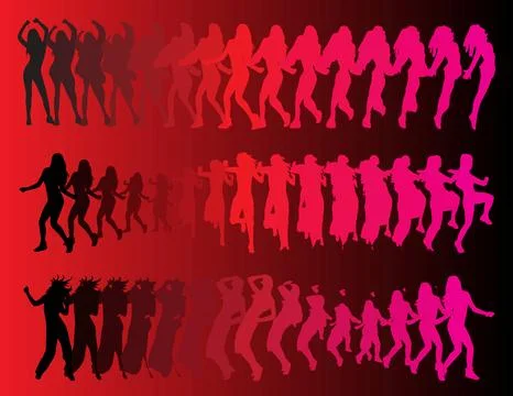 Silhouette of celebrities dancing Stock Illustration