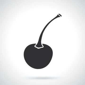 Silhouette cherry with the stem Stock Illustration
