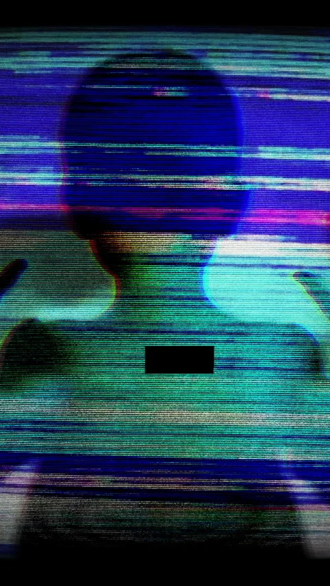 Silhouette of Child Behind Screen With White Mask Creates Mystery And Fear .. Stock Footage 329513413
