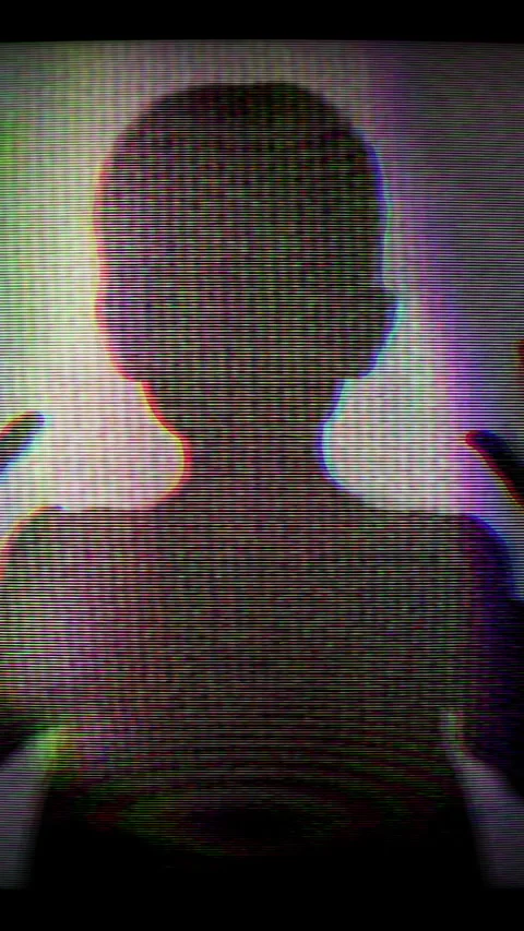 Silhouette of Child Behind Screen With White Mask Creates Mystery And Fear .. Stock Footage 330554449