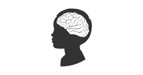 Silhouette of a child with a brain shape isolated on white background Stock Footage 160478143