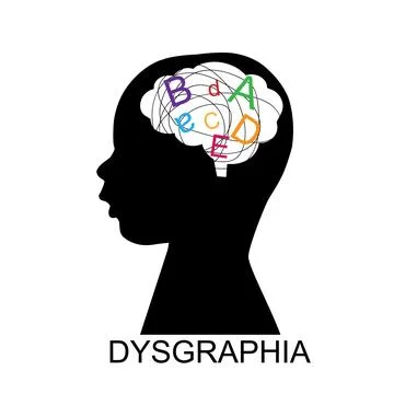 Silhouette of a child with dysgraphia vector Stock Illustration