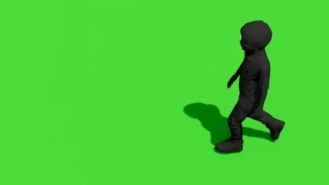 Silhouette of a child walking on green screen 動画素材 339376189