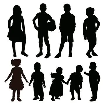 Silhouette of children Stock Illustration
