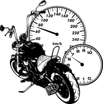 Silhouette chopper Motorcycle with speedometer vector illustration 스톡 일러스트