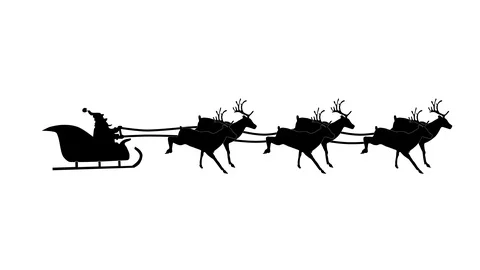 Silhouette Christmas Santa Claus flying in his sleigh with Christmas gifts Stock Footage