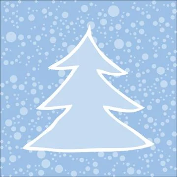 Silhouette of Christmas tree with falling snow. Stock Illustration